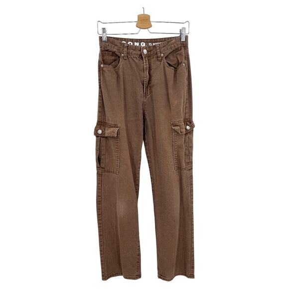 S.O.N.G. Juniors 7 / Regular 28 Brown 90s Boyfriend Cargo Jeans High Rise - Picture 1 of 11